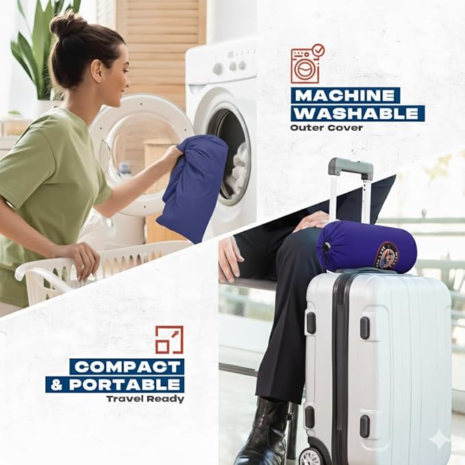 Therapeutic Camping Travel Pillow – Shredded Small Memory Foam Pillow for Deployments, Airplanes, and Car Trips – Ideal Size for Sleeping, Backpacking, Portable Camp Gear - Blurple Color