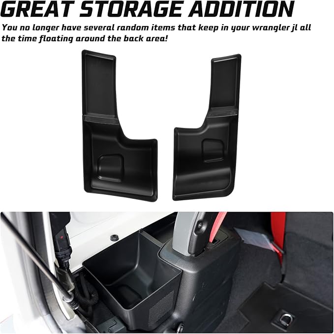 Kiwi Master Wheel Well Storage Trunk Organizers for 2018-2023 Jeep Wrangler JL Rear Storage Bin Box Tray, JL Interior Accessories Parts, Left & Right Side, Pair, Black