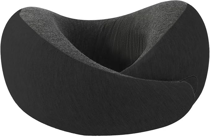 Travel Neck Pillow for Airplane – Memory Foam 360° Support Compact Design Ergonomic Flight Pillow for Sleeping & Neck Support Portable Travel Pillows for Adults, Car, Office Home (Black)