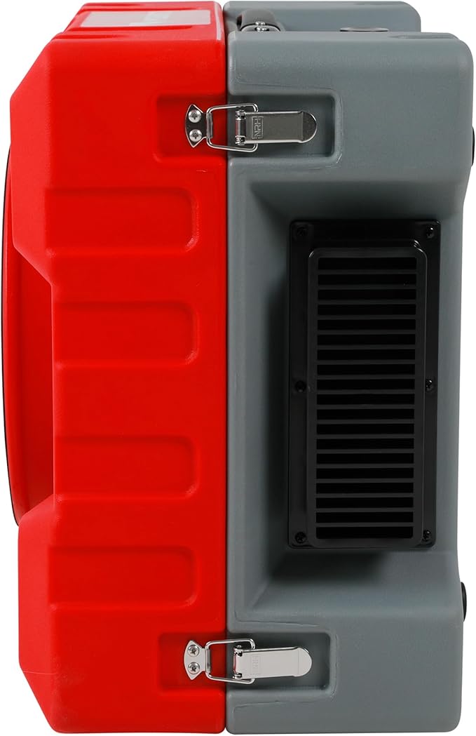 MOUNTO 550cfm Hepa Air Scrubber Industrial Air Cleaner- 550cfm Portable Air Purifier w/Variable Speed, Dual Outlet for Fire/Water Damage Restoration, Construction & Painting, Janitorial (Red)