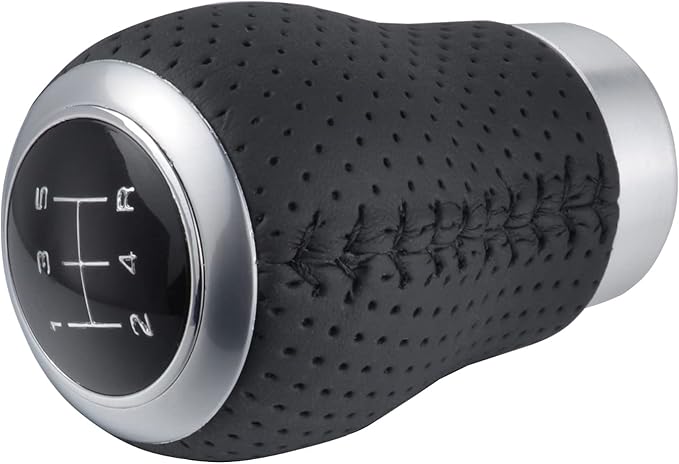 Lunsom 5 Speed Gear Shift Knob, Manual Shifter Head Leather Car Gear Lever Stick Shift Handle Transmission Gear Shift Lever Knob (Black Suture)