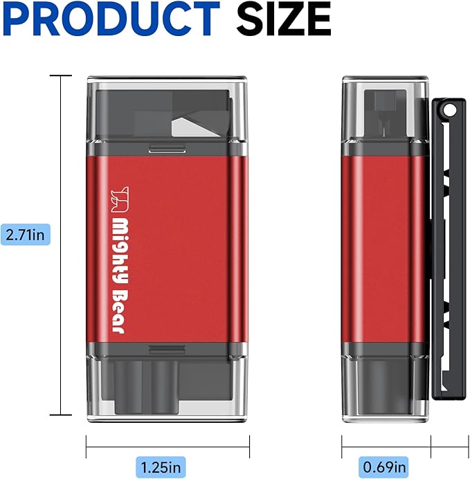 MightY Bear Car Window Breaker Seatbelt Cutter, 2-in-1 Car Emergency Tool, Underwater Glass Breaker for Traffic Accidents and Family Rescue - Red