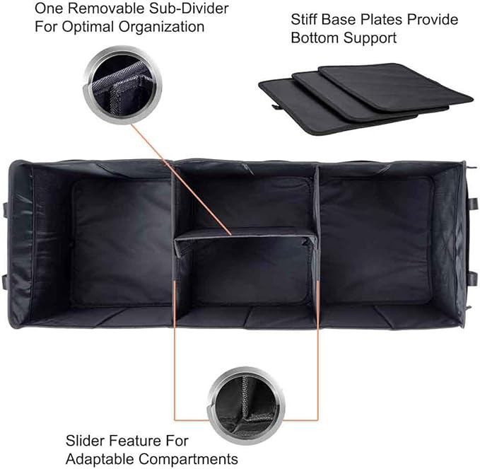 AUTOARK Multipurpose Car SUV Trunk Organizer with Removable Insulation Leakproof Cooler Bag,Durable Collapsible Adjustable Compartments Cargo Storage,AK-100