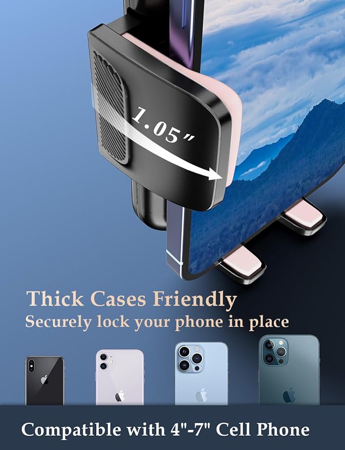 Phone Mount for Car Vent: [Never Blocking] Air Vent Cell Phones Holder for iPhone & Samsung Android Smartphone [Thick Cases Friendly] Hands-Free Auto Mobile Phone Stand (Pink)