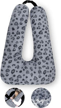 Travel Pillow, Travel Pillow for Kids, Sleeper Hold Pillow Travel, Removable U-Shaped Pillow for Adults and Children to Support Head and Body in The Back Seat of Long Car Trips (Gray Leopard Print)