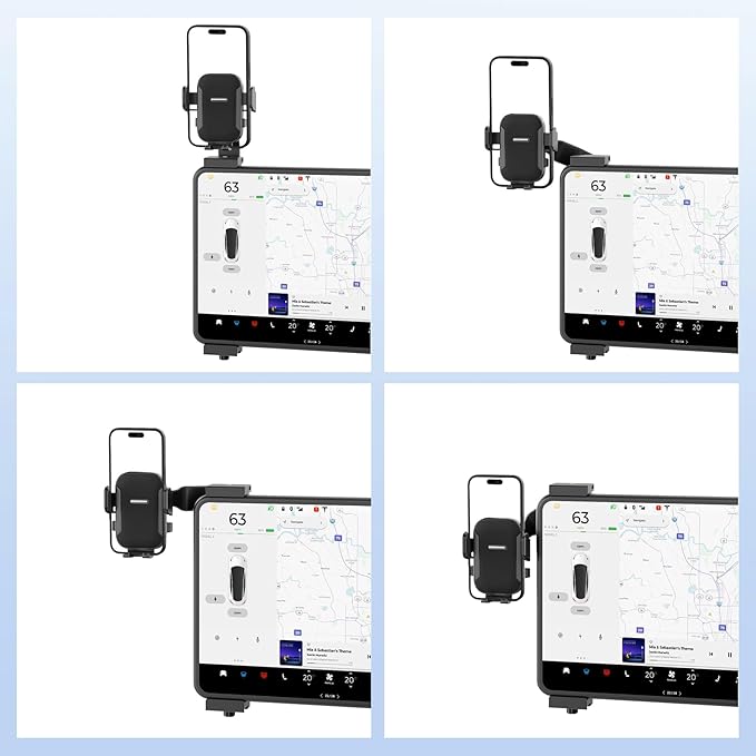 Adjustable Tesla Phone Mount Car Phone Holder for Model 3 and Model Y, No Glue Required,Center Console Display iPhone Holder, Touchscreen Phone Mount for Tesla Fits for All Phone(Black)