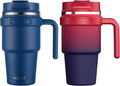 ALOUFEA 20 oz Insulated Coffee Mug Tumbler with Handle, Stainless Steel Travel Mug Tumbler with Lid and Straw,Double Wall Vacuum Leak Proof Ice Coffee Thermal Cup, Navy/Dark Rainbow