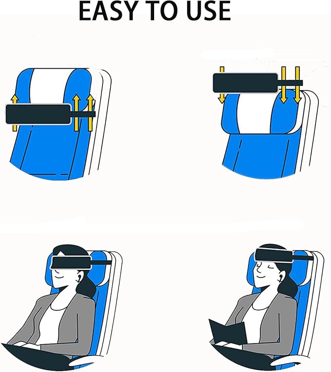 2PCS Travel Pillow with Travel Pillows for Airplanes and Airplane Head Strap, Compact and Comfortable Upright Plane Pillows That Prevents Head from Shaking While Traveling in Cars and Air