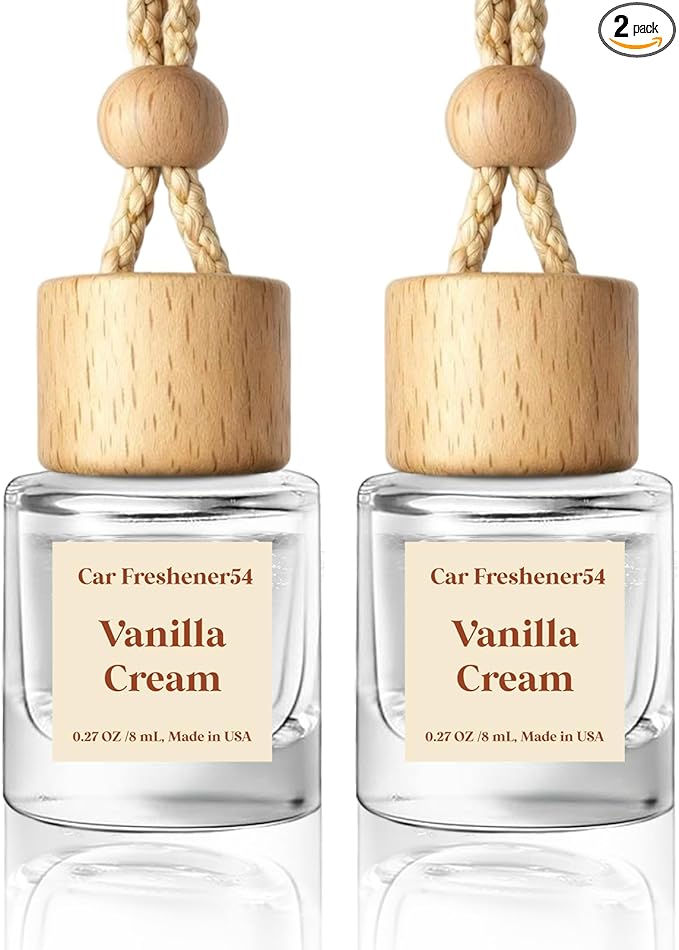 HoogaLife Car Air Freshener Diffuser 2 Pack Hanging Air Freshener Diffuser - Vanilla Cream Fragrance Oil Air D iffuser for Car, 45+ days Long Lasting Fragrance Made in USA C ar Air Fresheners (V54)