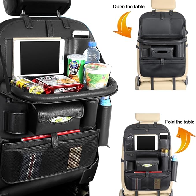 Popular Items Car Seat Back Pocket, Rear Seat Storage, Stain Proof, Car Storage Pocket, Seat Back Pocket, Premium Waterproof PU Car Seat Back Organizer（Black）