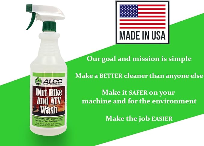ALCO Dirt Bike and ATV Wash - All-Natural, Powerful, Eco-Friendly Cleaner - Safe for Aluminum, Plastics, and Seals, 32 oz., Pack of 1