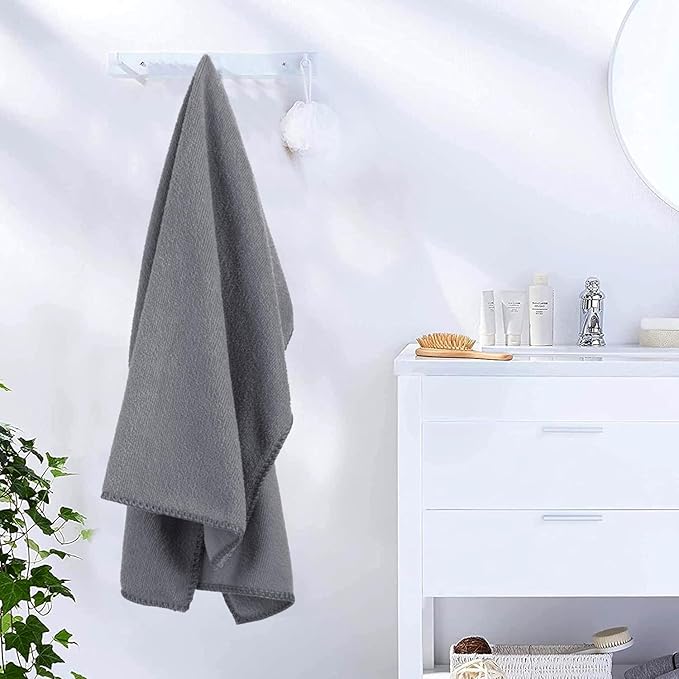 JML Microfiber Towels, Bath Towel Set 4 Pack, 27" x 55" - Super Absorbent, Fast Drying Bathroom Towel for Hair, Swimming, Fitness, Sport, Yoga -Grey