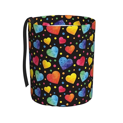 Car Trash Bag Watercolor Hearts Waterproof Trash Small Car Can Portable Collapsible Car Garbage Can Hanging for Back Seat Floor or Hanging Headrest Car Decor Road Trip Essentials