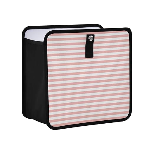 Pink and White Stripes Car Trash Can Foldable Hanging Waterproof Small Automotive Garbage Cans Trash Bin Storage Bag Car Dustbin Organizer Accessories Small 8.66x8.66x5.9