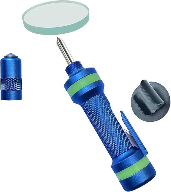 2-in-1 Window Breaker Seatbelt Cutter, Car Window Breaker Tool, Metal Glass Breaker - Extended Tungsten Steel Hammer Tip, Can Shatter Tempered & Laminated Glass (Blue, 1 PCS)