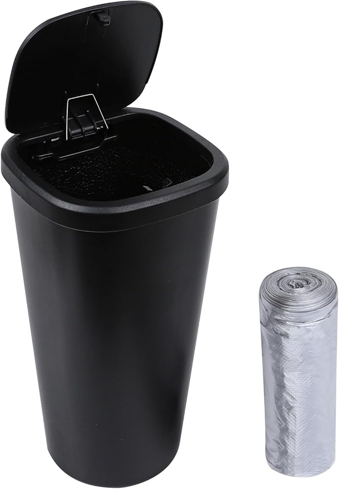 Car Trash Can with Lid, Portable Mini Trash Cup for Cars, Automotive Cup Holder Garbage Can with Garbage Bags, Leakproof Auto Waste Storage Bin Organizer, Universal Car Accessories