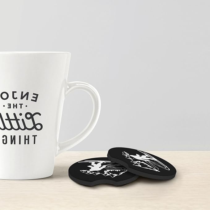 Bigfoot Skiing Car Coasters for Cup Holders Pack of 2 Neoprene Cup Mat Pad Vehicle Interior Accessories for Men Women