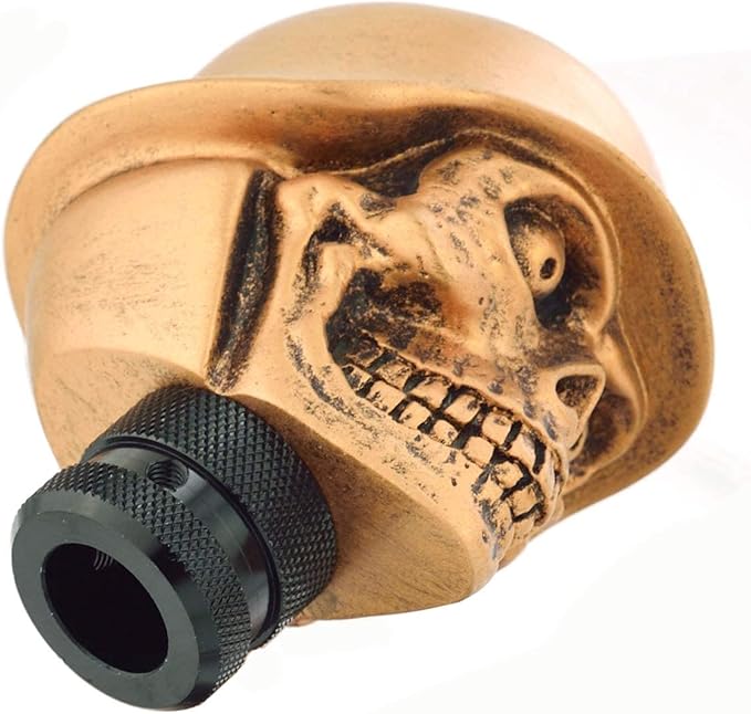 Lunsom Skull Gear Shifter Knob, Soldier Car Shift Stick Handle Shifting Head Transmission Fit Most Automatic Manual Vehicle (Bronze)