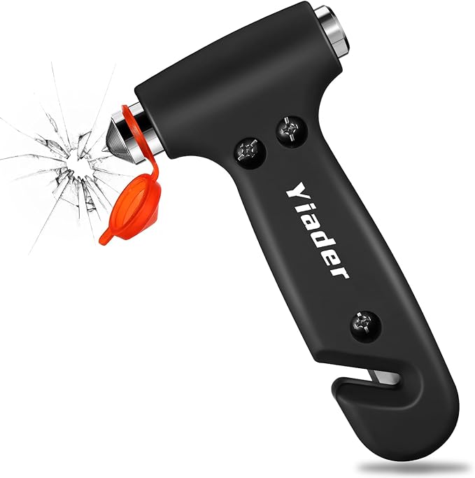 Car Window Breaker Tool, 3-in-1 Emergency Escape Tool with Window Breaker and Seat Belt Cutter, Safety Emergency Car Escape Tool for Car, Matte Black and Electroplating Silver