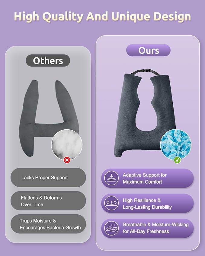 Car Pillow for Kids, Travel Pillow with Adjustable Strap, U-Shaped Pillow for Adults and Children to Support Head and Body Road Trip Essentials (Grey)