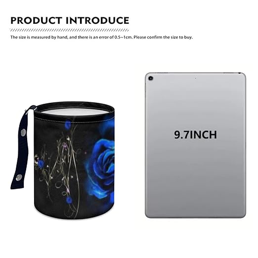 Blue Rose Flower Cute Car Trash Bag, Hanging Car Organizer and Storage Bag, Trash Bin for Car Accessories, Vehicle, Travelling, Camping