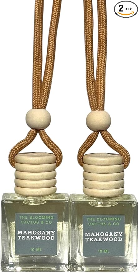 Automobile Diffuser, Long Lasting Car Air Freshener 2 Pack, Hanging Fresh Aroma Diffuser, Natural Essential Oil Fragrance for Removing Odors, Auto Interior, Made in USA | MAHOGANY TEAKWOOD - 10 ML