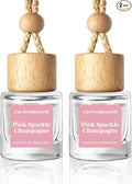 HoogaLife Car Air Freshener Diffuser 2 Pack Hanging Air Freshener Diffuser - Pink Sparkle Champagne Fragrance Oil Air Diffuse r for Car, 45+ Days Long Lasting Fragrance Made in USA (P38)