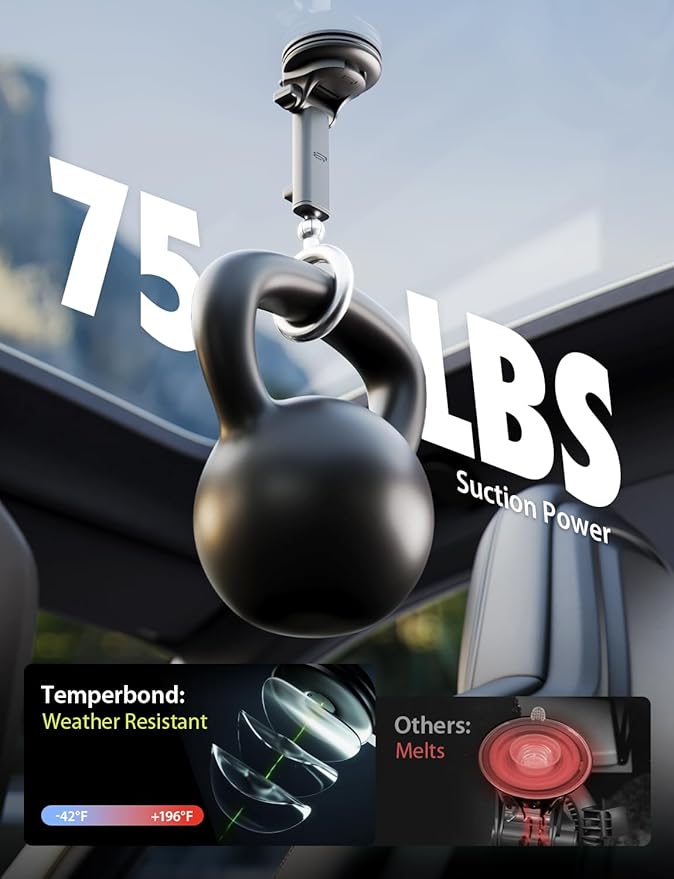 Bracketron TripGrip 2.0 Phone Holders for Your Car – Telescopic 3.5″–6.5″ Arm, Suction Cup with Lock-Lever, 360° Rotation - Support for Dashboard & Windshield Mount