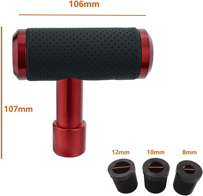 Lunsom Shifter Knob, Gear Shifting Lever Stick Shift Handle Head Type T Gear Shift Knob Fit for Manual Transmission Vehicle (Red)
