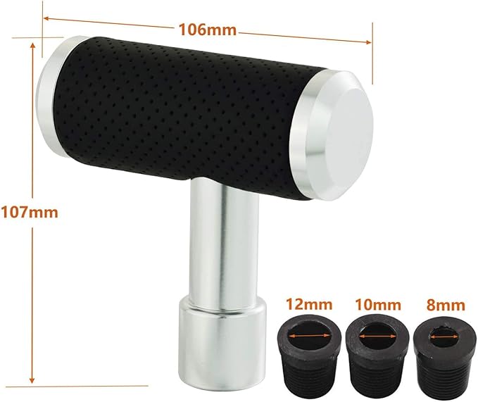 Lunsom Shifter Knob, Gear Shifting Lever Stick Shift Handle Head Type T Gear Shift Knob Fit for Manual Transmission Vehicle (Black)