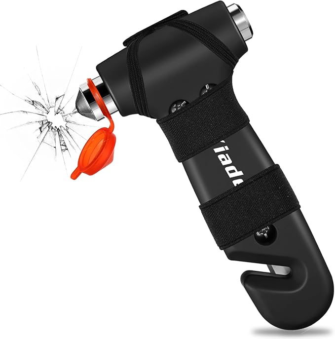 Car Safety Hammer, 3-in-1 Emergency Escape Tool with Window Breaker and Seat Belt Cutter, Safety Emergency Car Escape Tool for Car, Matte Black