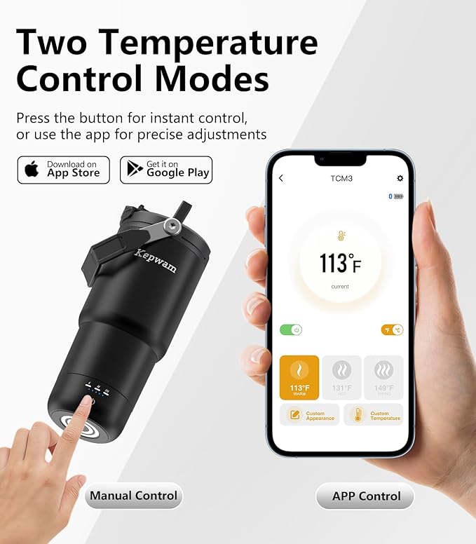 Self-Heating Travel Mug 20oz, Temperature-Controlled Coffee Warmer Mug, Smart Travel Coffee Mug Keep Coffee Drinks Hot, Heated Mug Great for Driver Outdoor Fits Car Cup Holders