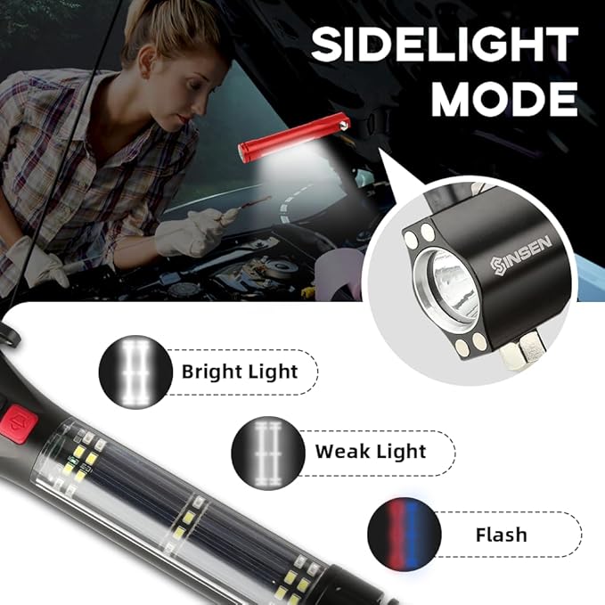 SINSEN Window Breaker Seatbelt Cutter for Car, Emergency Escape Tool with Compass, Multi Tactical Safety Hammer Rescue Kit