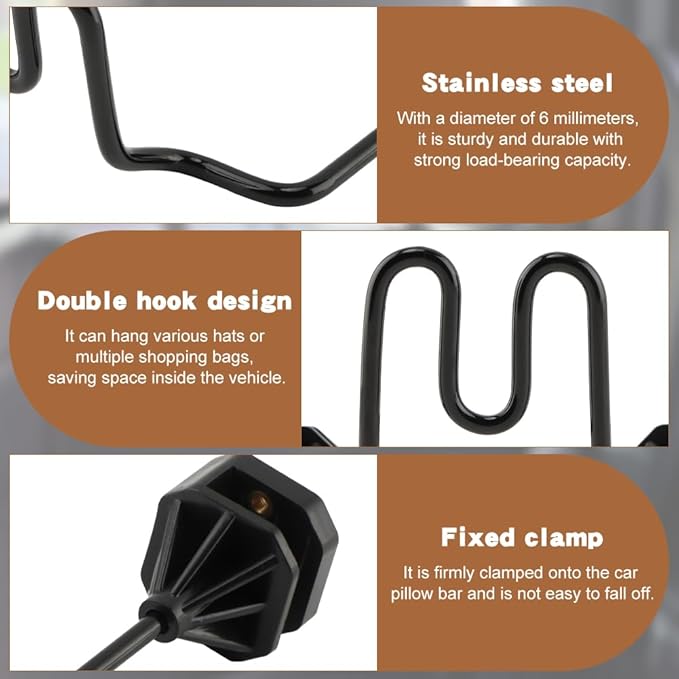 2-Piece Hard Hat Holder for Truck Seat & Car Back, Heavy Duty Dual Hook Organizer for Hats, Safety Vests, & Gear - Perfect for Construction Workers, Commuters, & Work Truck Accessories