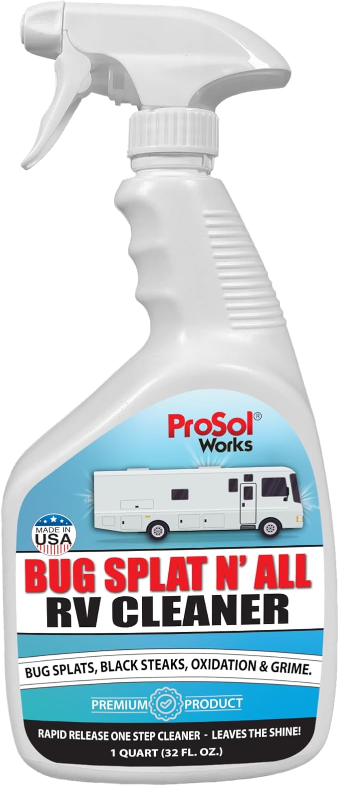 Bug Splat N' All RV Cleaner 32 fl oz - RV Car Wash Kit for Bug Guts, Road Grime, Bird Dropping Cleaner, Oxidation Remover & More - RV Wash for a Streak-Free Shine - Safe on All Surfaces