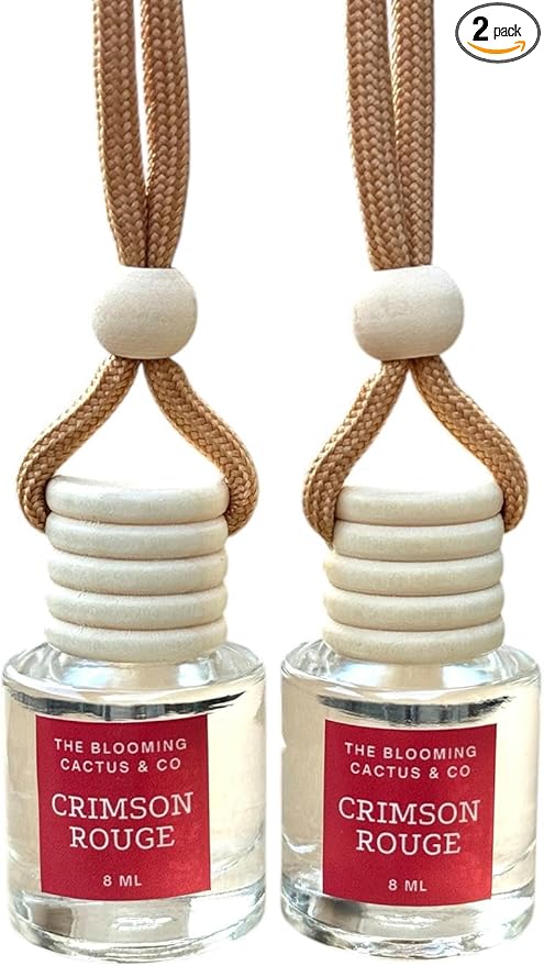 Car Air Hanging Fragrance Oil 2 Pack, Auto Freshener, Essential Oil Diffuser for Cars, Long Lasting Aroma Women Gift, Made in USA, Odors Eliminator, Interior Decor | SCARLET FLAME - 8 ML