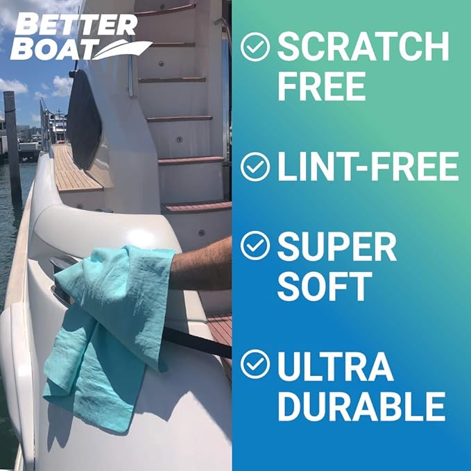 Super Absorbent Towels, Synthetic Chamois Cloth for Car and Boat Drying, Smooth Cooling Towel, Marine Grade Cleaning Supplies, PVA Shammy Dry Towel 2 Pack