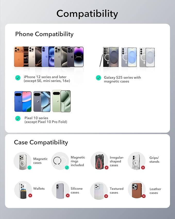 ESR OmniLock for MagSafe Car Mount, 360° Rotation, Car Phone Mount for Air Vent, Magnetic Phone Holder for iPhone 17/16/15/14/13/12, Google/Samsung/Android, All Smartphones(2 MagSafe Rings Included)