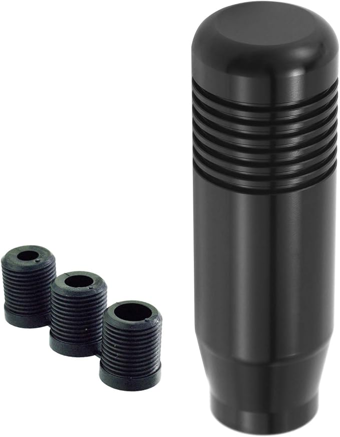 Lunsom Short Weighted Shifter Knob, Aluminum Alloy Shifter Head Lever Shifting Handle Car Gear Stick Knobs with 3 Adapters Fit Most Auto Manual Transmission Vehicle