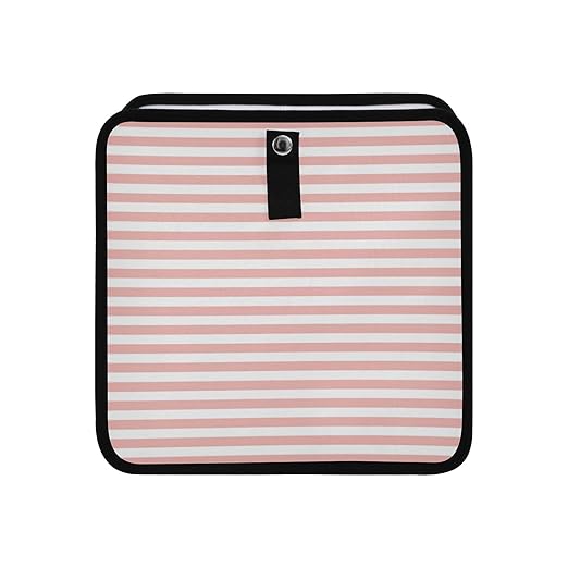 Pink and White Stripes Car Trash Can Foldable Hanging Waterproof Medium Automotive Garbage Cans Trash Bin Storage Bag Car Dustbin Organizer Accessories Large 11x11x5.9