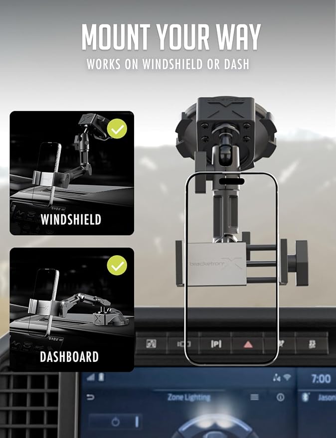 Bracketron HD Phone Dock PRO Dash and Window Metal Clamp Mount, Phone Holder for Car, Universal Phone Mount for Phones up to 3.5 Inches Wide