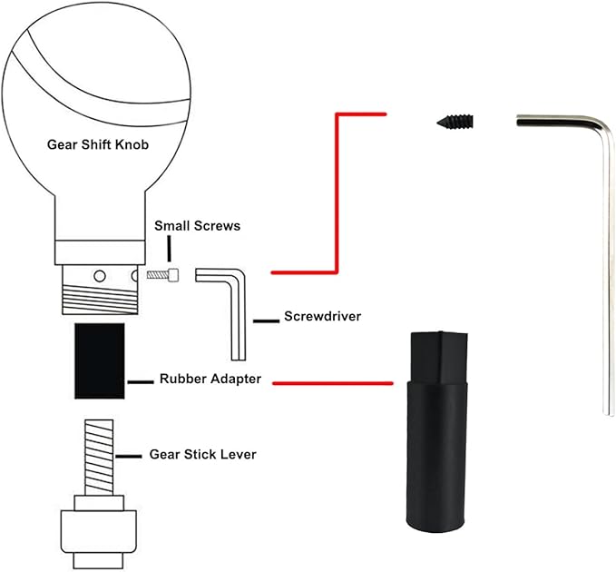Lunsom Gear Shifter Knob, Resin Shift Ball Round Head Stick Handle Fit Most Automatic Manual Transmission Car (Black)