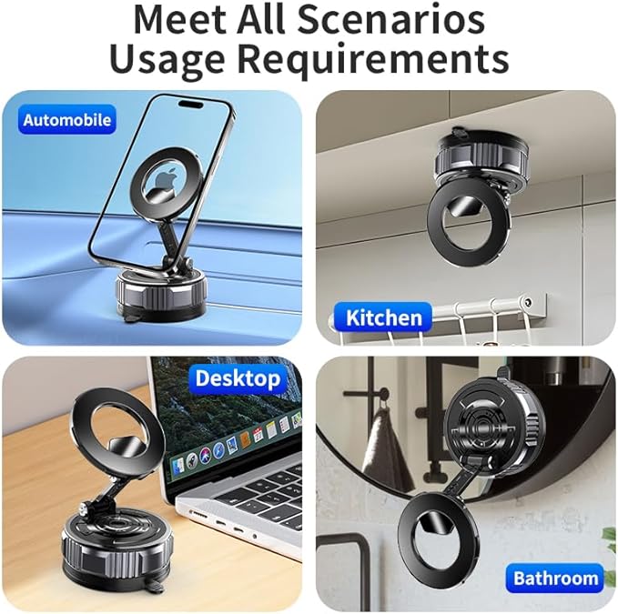 Vacuum Car Holder with Strong Magnetic Car Phone Holder for Magsafe 360° Adjustable Car Phone Mount, Phone Holders for iPhone 17 Pro Max 16 15 14 13 12