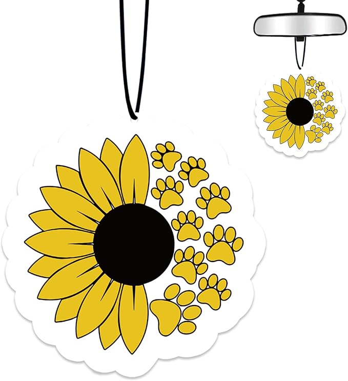 Sunflower Dog Claw Car Air Fresheners Hanging Air Fresheners Scented Hanging Ornaments Refresh Airs Fragrant Pendant Sunflower Claw Print Car Accessories Interior Decor Home Gifts for Men Women