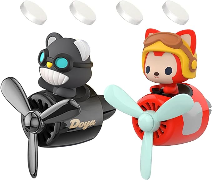 Pilot Car Air Freshener, Cute Bear Car Vent Clip Air Freshener Automotive Air Outlet Fan Diffuser, Automotive Interiors Vent Decoration (Shake Head Style - Red-s)