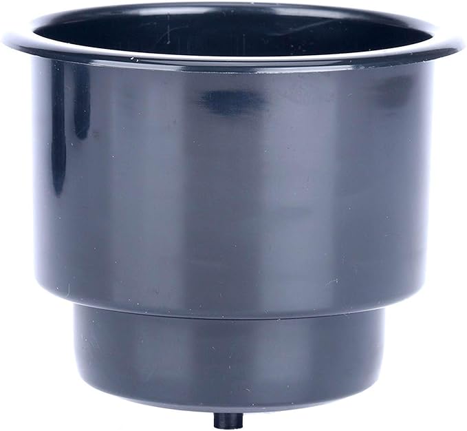 (Set of 4) Amarine-Made Black Recessed Drop in Plastic Cup Drink Can Holder with Drain for Boat Car Marine Rv - Black