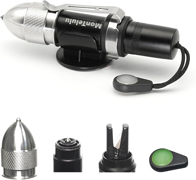 Car Glass Breaking and Seatbelt Cutter Emergency Escape Tool，2-in-1 Safety Hammer and Spring-Loaded Window Breaker Underwater for Life-Saving