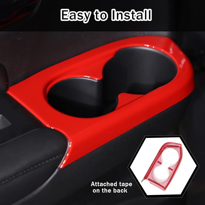 2PCS Car Rear Door Cup Holder Panel Frame Cover for Honda Pilot 2016-2022/ Passport 2019-2023, ABS Material Automotive 2nd Row Seat Cup Holder Cover Interior Accessories (Sport Red)