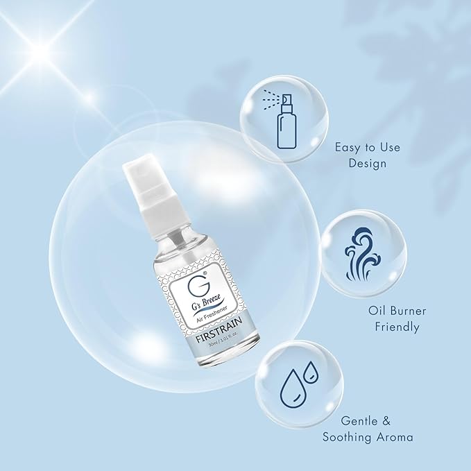 G's Breeze First Rain Air Freshener - Fresh Greens, Soft Florals, Crisp Air Essence - Refreshing Earthy Scent - Long-Lasting Aroma - Ideal for Home, Car, Office - Compact & Convenient, Odor Eliminator