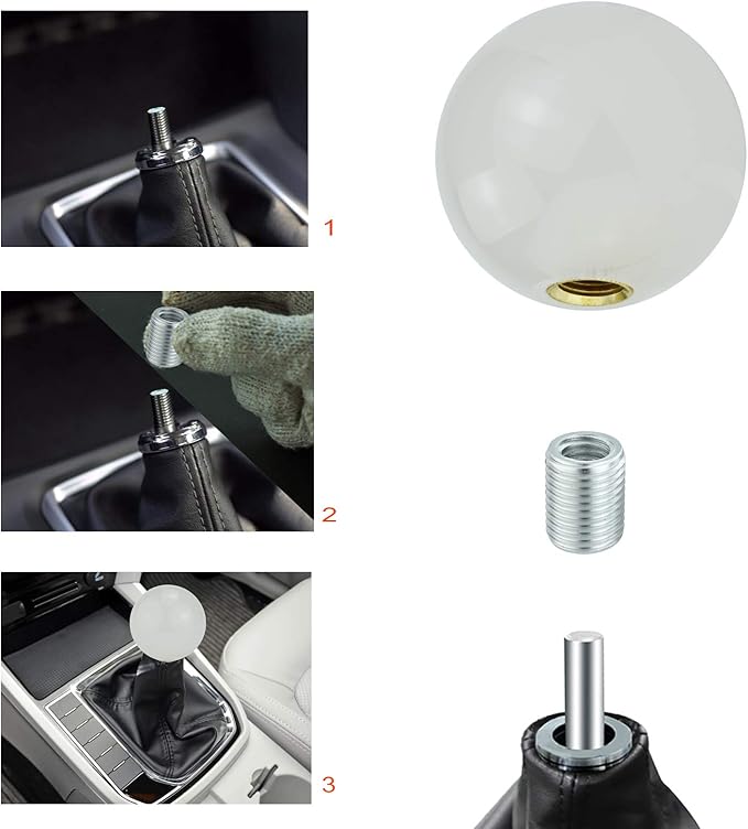 Lunsom Round Shift Knob, Ball Shape Gear Shifter Lever Head Shift Ball Car Stick Handle Fit Most Automatic Manual Transmission Vehicle (M8x1.25, Fluorescent Blue)